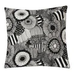 Marimekko Pieni Siirtolapuutarha Cushion Cover, Off White-black