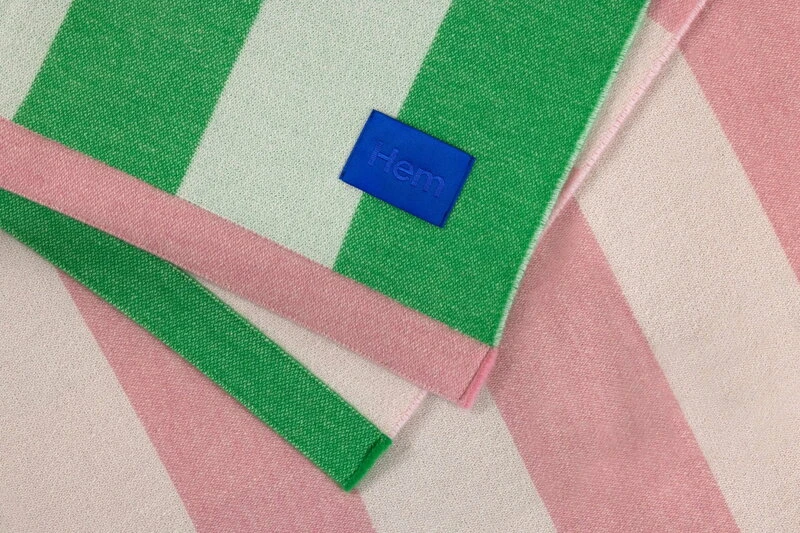 Hem Stripe Throw, 130 X 180 Cm, Pink - Green 4 Hem Stripe Throw, 130 X 180 Cm, Pink - Green - Image 2