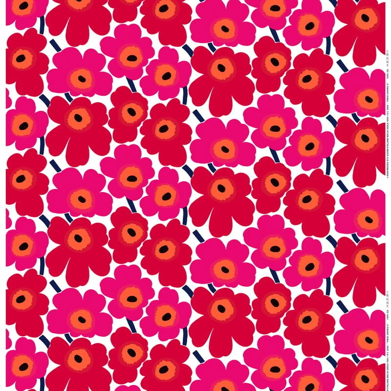 Marimekko Pieni Unikko Fabric, White - Red 3 Marimekko Pieni Unikko Fabric, White - Red