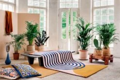 Finarte Terttu Cushion Cover, Blue 8 Finarte Terttu Cushion Cover, Blue -Textile Promotional Store Finarte AW19 collection Atrium 3 photo Suvi Kes l inen 2