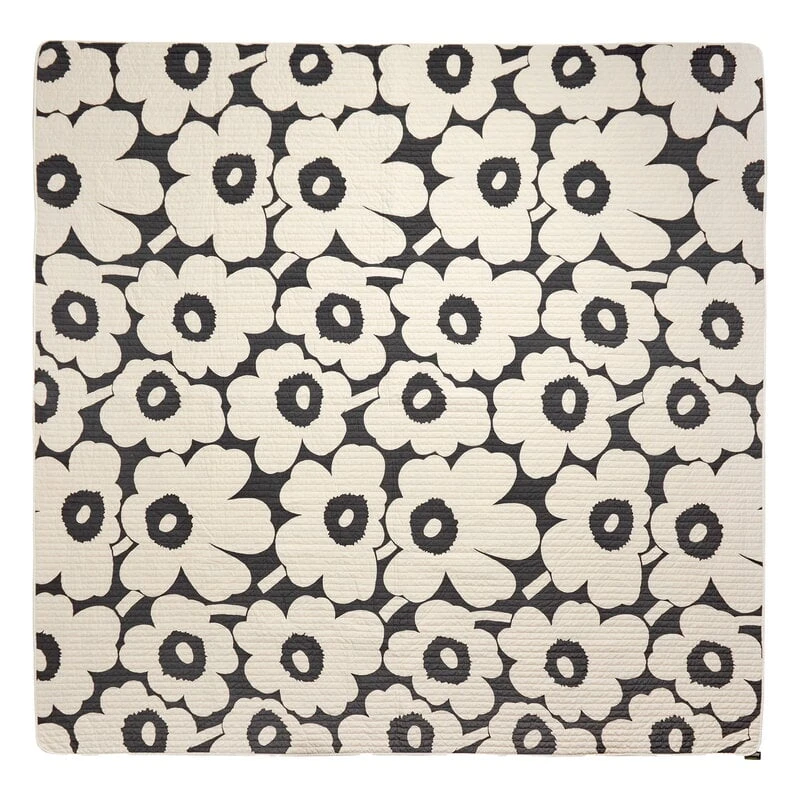 Marimekko Unikko Double Bed Cover, 260 X 260 Cm, Charcoal - Off-white 3 Marimekko Unikko Double Bed Cover, 260 X 260 Cm, Charcoal - Off-white