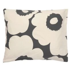 Marimekko Unikko Pillowcase, 50 X 60 Cm, Charcoal - Off-white