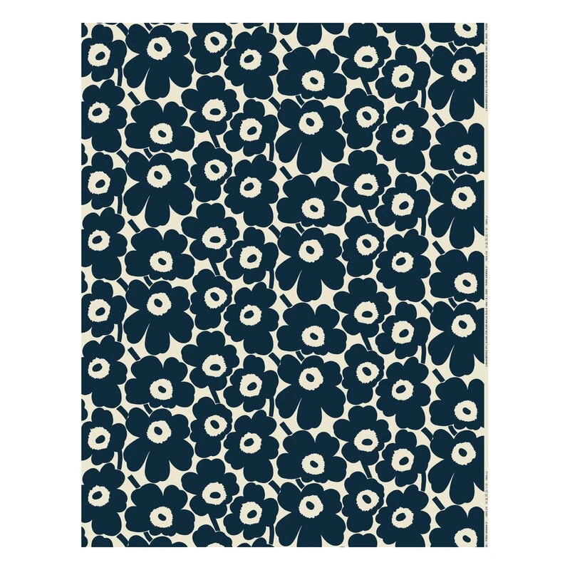 Marimekko Pieni Unikko Fabric, Cotton - Dark Blue 3 Marimekko Pieni Unikko Fabric, Cotton - Dark Blue