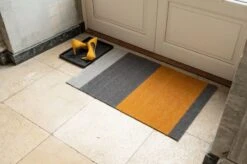 Tica Copenhagen Stripes Horizontal Floor Mat, 60 X 90 Cm, Grey - Muted Yellow -Textile Promotional Store TICA Floormat Stripes H 10040 60x90 5710555100401 10