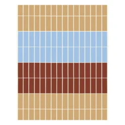 Marimekko Tiiliskivi Fabric, Beige - L.blue - Reddish Brown