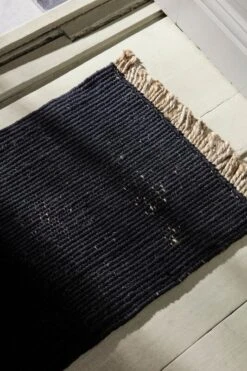 Ferm LIVING Block Mat, 80 X 50 Cm, Black - Natural -Textile Promotional Store fermLIVING AW21 BlockMatBlackNature image