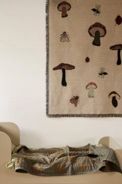 Ferm LIVING Forest Tapestry Blanket, Sand -Textile Promotional Store fermLIVING AW21 SillJuniorBed ForestTapestryBlanket DouQuiltedBlanketGreenTonal image 2