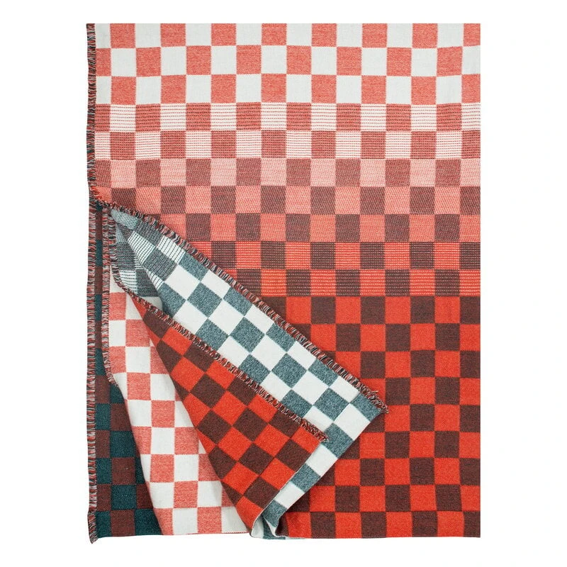 Lapuan Kankurit Shakki Blanket, Green - Red - White 3 Lapuan Kankurit Shakki Blanket, Green - Red - White