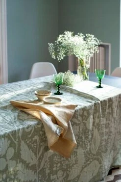 Lapuan Kankurit Villiyrtit Tablecloth/throw, 150 X 200 Cm, White - Olive -Textile Promotional Store lapuankankurit villiyrtit tablecloth blanket and duo towel clouberry linen 1