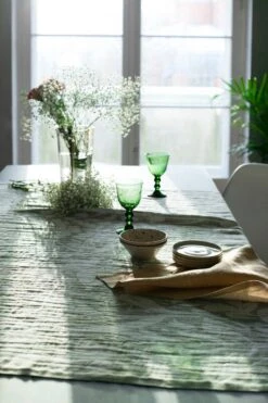 Lapuan Kankurit Villiyrtit Tablecloth/throw, 150 X 200 Cm, White - Olive -Textile Promotional Store lapuankankurit villiyrtit tablecloth blanket and duo towel clouberry linen 2