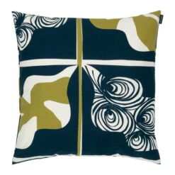 Marimekko Rukinlapa Cushion Cover, 50 X 50 Cm, Dark Blue - Olive - Cotton