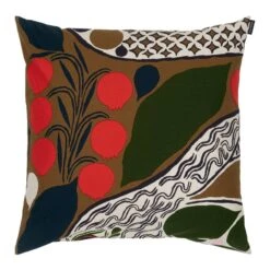 Marimekko Rusakko Cushion Cover, 50 X 50 Cm, Brown - Dark Blue - Red