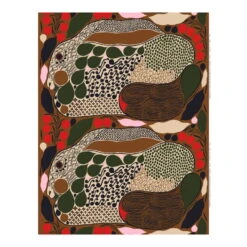 Marimekko Rusakko Coated Fabric, Brown - Dark Blue - Red