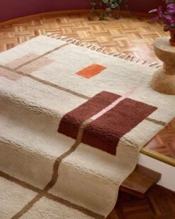 Woven Works Patch 01 Rug -Textile Promotional Store patch 01 wool shaggy rug interior winter close